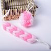 Exfoliating Bath Sponge Mesh Shower Balls & Back Scrubber Strap Pink Body Bath Set