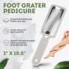 White Double Sided Callus Remover for Feet. Stainless Steel Foot File. Professional Pedicure Foot File Callus Remover with Ergonomic Handle