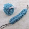 Exfoliating Bath Sponge Mesh Shower Balls & Back Scrubber Strap Blue Body Bath Set