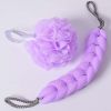 Exfoliating Bath Sponge Mesh Shower Balls & Back Scrubber Strap Purple Body Bath Set