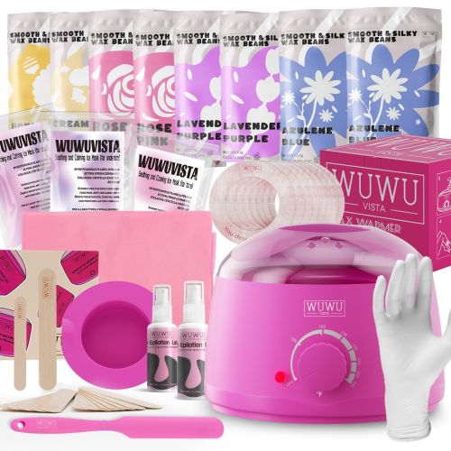 Waxing Kit WUWUVISTA 69 Items Hair Removal Wax Kit With Wax Warmer Waxing Beads For Face, Brazilian, Full Body, Bikini, Sensitiive Skin Skin Suit